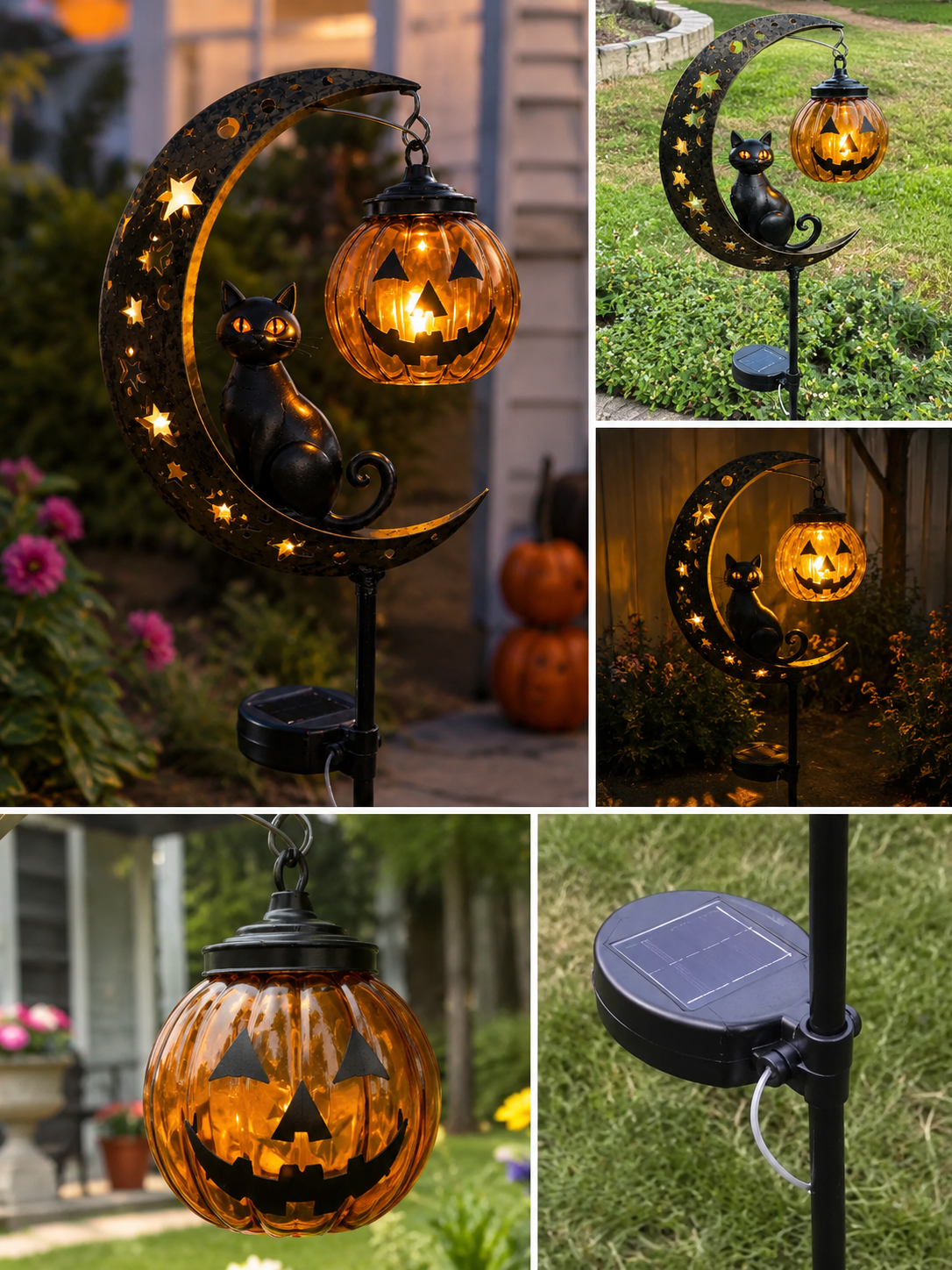 Halloween Pumpkin & Moon Garden Stake Light
