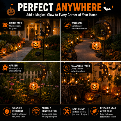 Halloween Pumpkin & Moon Garden Stake Light