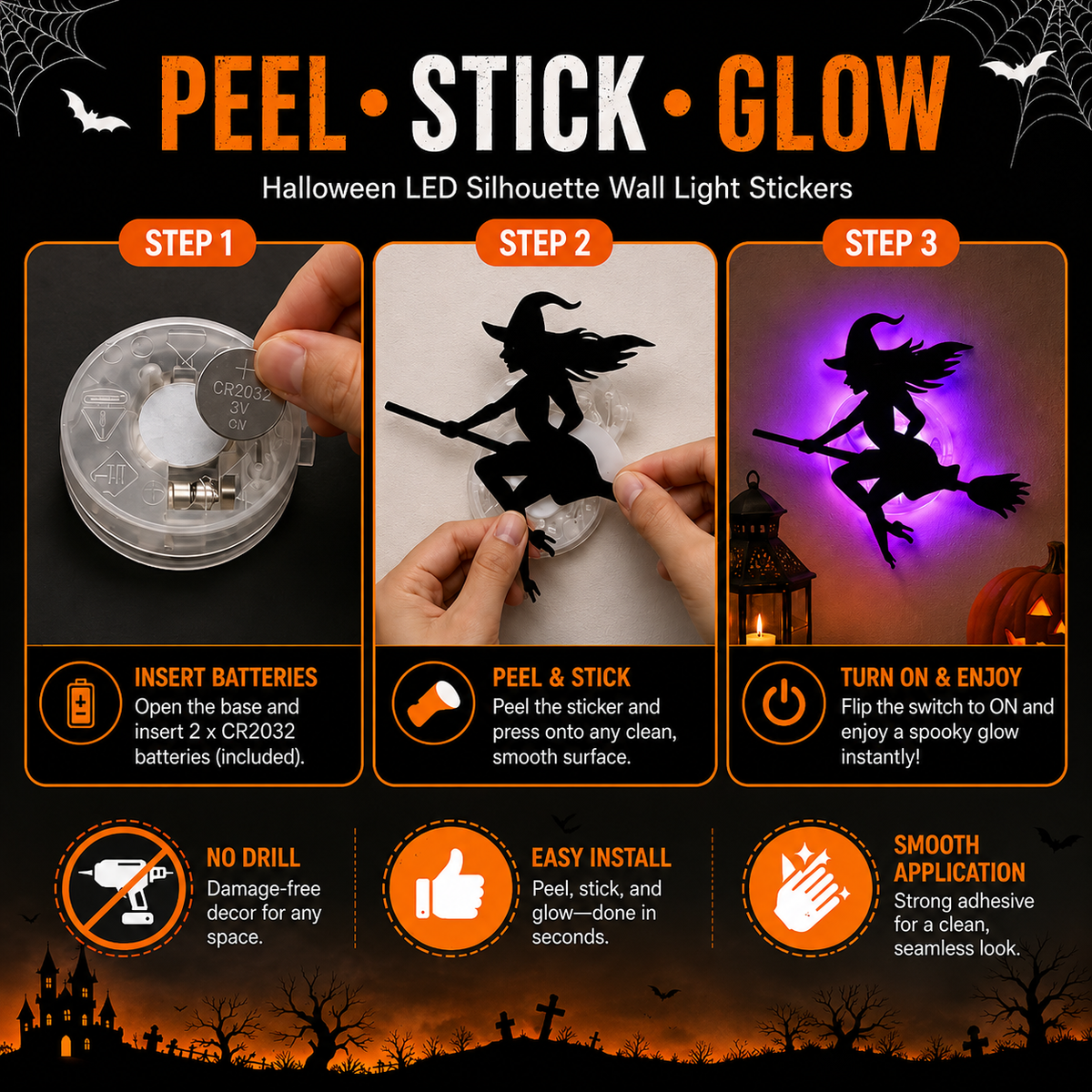 Zyvoral® Decorative LED Silhouette Lights Stickers