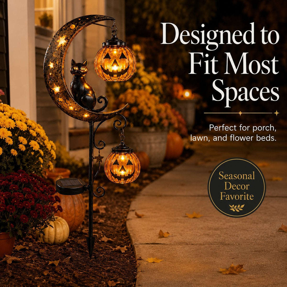 Halloween Pumpkin & Moon Garden Stake Light